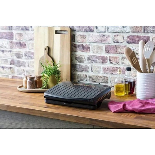 Гриль George Foreman притискний Fit Grill Copper Medium 1630Вт, темп. режимів-1, пластик, чорний