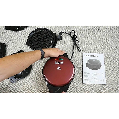 Мультимейкер Russell Hobbs Fiesta 950Вт, алюминий, 3 пластины, корпус-нержав.сталь/пластик, бордо