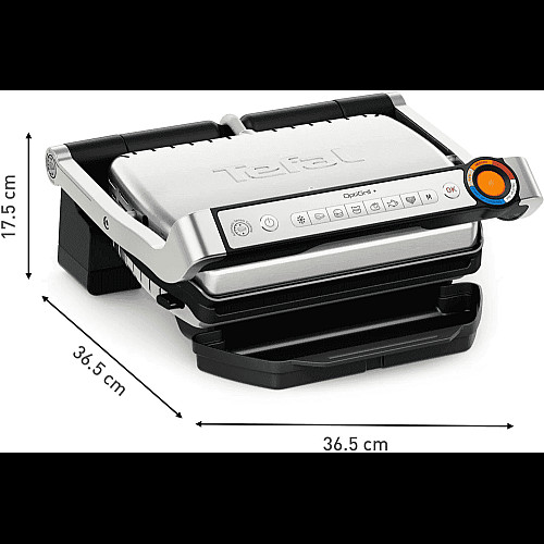 Гриль Tefal прижимной OptiGrill+ 2000Вт, темп. режимов-4, съемные пластины, алюминий, металл