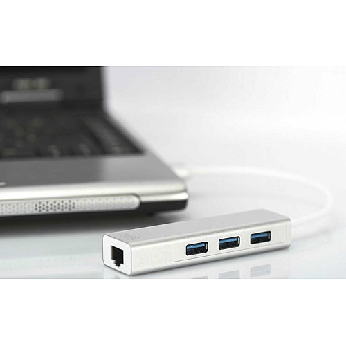 Хаб DIGITUS USB-A > 3xUSB-A/RJ45