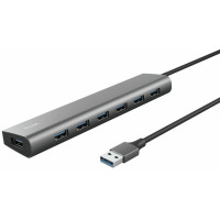 Хаб Trust Halyx 7-IN-1 USB-A > 7xUSB-А 3.2, Алюминий, 0.8м, черный