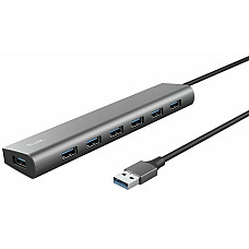 Хаб Trust Halyx 7-IN-1 USB-A > 7xUSB-А 3.2, Алюміній, 0.8м, чорний