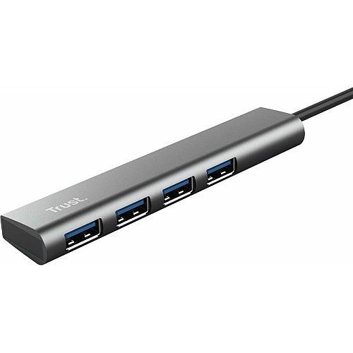 Хаб Trust Halyx USB-С > 4xUSB-А 3.2, Алюміній, 0.1м, Сірий