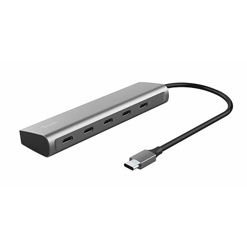 Хаб Trust Halyx USB-C  > 5xUSB-C , Алюміній, 0.1м, сірий