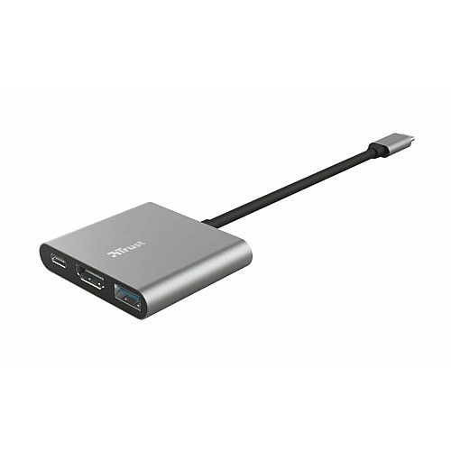 Хаб Trust Dalyx 3-in-1 USB-С > USB-А 3.2/USB-С/HDMI, Алюминий, 0.1м, черный