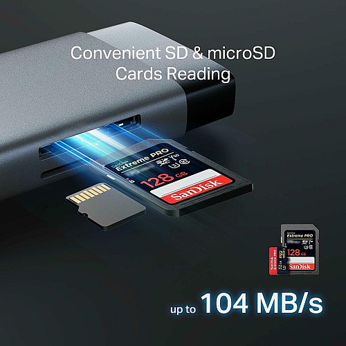 Хаб USB TP-LINK UH9120C USB-C > 3xUSB3.0/1xUSB-C/xHDMI/1xRJ45/1xSD/1xmicroSD/1xPD 100Wh