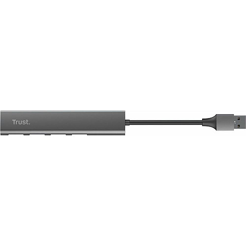 Хаб Trust Halyx USB-A > 4xUSB-А 3.2, Алюминий, 0.1м, Серый