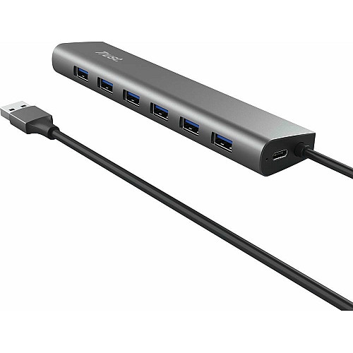 Хаб Trust Halyx 7-IN-1 USB-A > 7xUSB-А 3.2, Алюміній, 0.8м, чорний