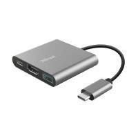 Хаб Trust Dalyx 3-in-1 USB-С > USB-А 3.2/USB-С/HDMI, Алюминий, 0.1м, черный