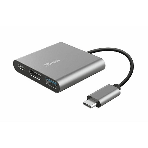 Хаб Trust Dalyx 3-in-1 USB-С > USB-А 3.2/USB-С/HDMI, Алюминий, 0.1м, черный