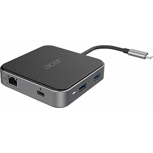 Хаб Acer USB-С > HDMI/DP/2xUSB-A3.2/USB-C/RJ45/mini-jack, 0.15м, чорний