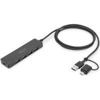 Хаб DIGITUS USB-A/C > 4хUSB-А, 1,2 м, активний (опція)