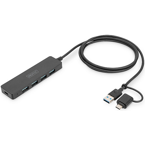 Хаб DIGITUS USB-A/C > 4хUSB-А, 1,2 м, активний (опція)
