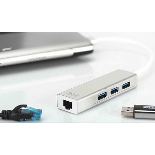 Хаб DIGITUS USB-A > 3xUSB-A/RJ45