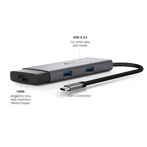 Хаб USB TP-LINK UH5020C USB-C > 2xUSB3.0/1xUSB-C/1xHDMI/1xPD 100Wh