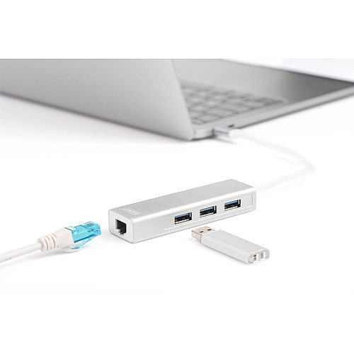 Концентратор DIGITUS USB-C - USB 3.0 3 Port Hub + Gigabit Ethernet