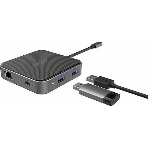 Хаб Acer USB-С > HDMI/DP/2xUSB-A3.2/USB-C/RJ45/mini-jack, 0.15м, чорний