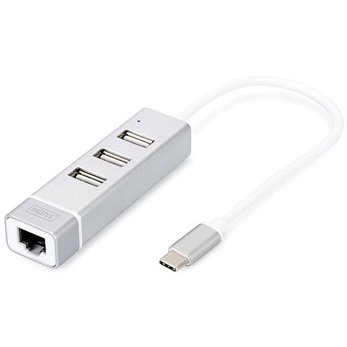 Хаб DIGITUS USB-C > 3xUSB-A/RJ45