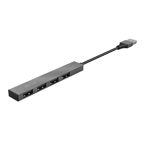 Хаб Trust Halyx USB-A > 4xUSB-А, Алюміній, 0.1м, Сірий