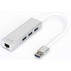 Хаб DIGITUS USB-A > 3xUSB-A/RJ45