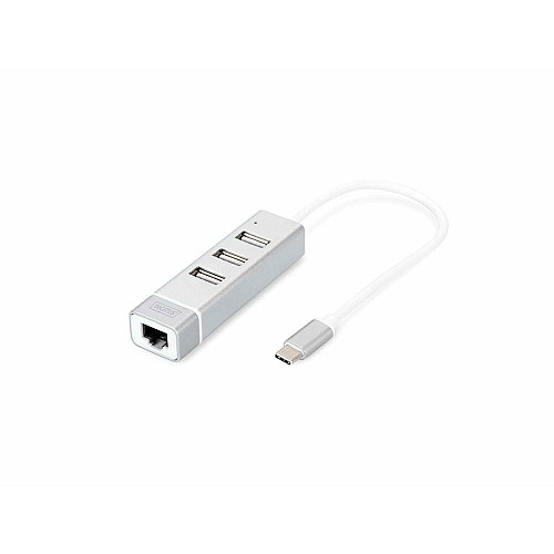Хаб DIGITUS USB-C > 3xUSB-A/RJ45