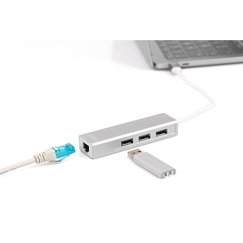 Концентратор DIGITUS USB-C - USB 3.0 3 Port Hub + Gigabit Ethernet