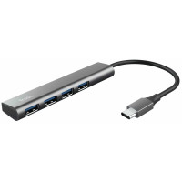 Хаб Trust Halyx USB-С > 4xUSB-А 3.2, Алюминий, 0.1м, Серый