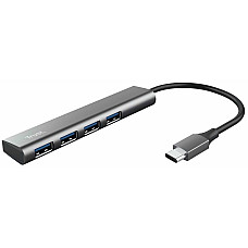 Хаб Trust Halyx USB-С > 4xUSB-А 3.2, Алюміній, 0.1м, Сірий