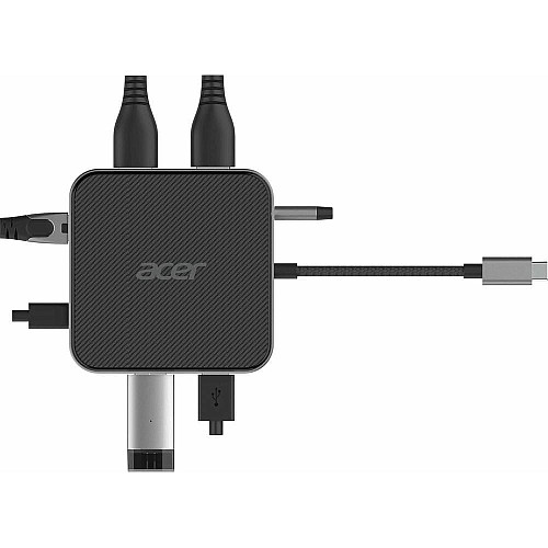 Хаб Acer USB-С > HDMI/DP/2xUSB-A3.2/USB-C/RJ45/mini-jack, 0.15м, чорний