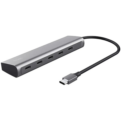 Хаб Trust Halyx USB-C  > 5xUSB-C , Алюміній, 0.1м, сірий