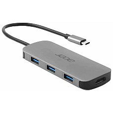 Хаб Acer 7in1 USB-С > 3xUSB-A3.2/HDMI/USB-C/PD/SD, 0.15м, сірий