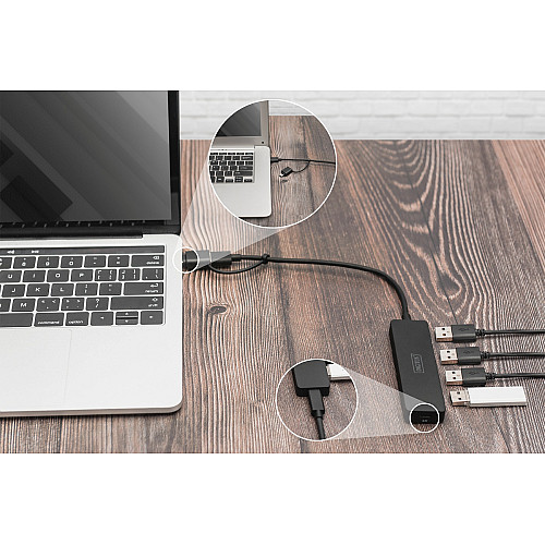 Хаб DIGITUS USB-A/C > 4хUSB-А, 0,2 м, активний (опція)
