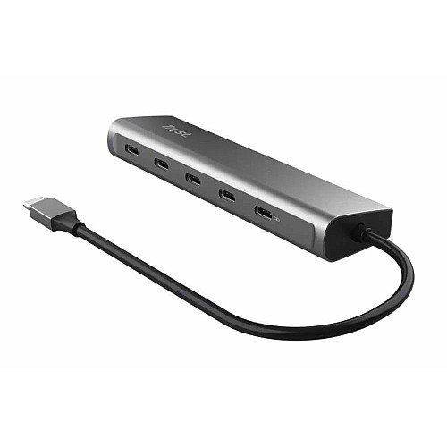Хаб Trust Halyx USB-C  > 5xUSB-C , Алюміній, 0.1м, сірий