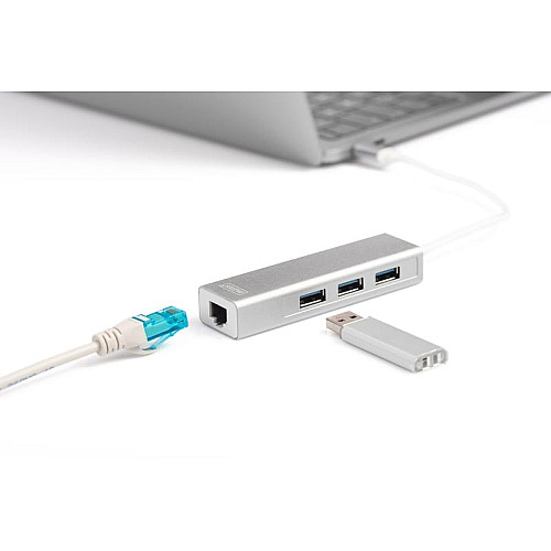 Концентратор DIGITUS USB-C - USB 3.0 3 Port Hub + Gigabit Ethernet