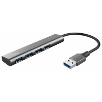 Хаб Trust Halyx USB-A > 4xUSB-А 3.2, Алюміній, 0.1м, Сірий