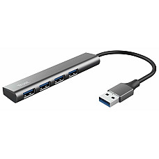 Хаб Trust Halyx USB-A > 4xUSB-А 3.2, Алюміній, 0.1м, Сірий