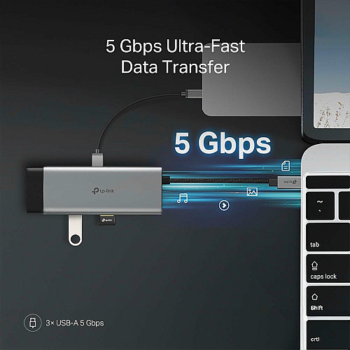 Хаб USB TP-LINK UH7021C USB-C > 3xUSB3.0/1xHDMI/1xSD/1xmicroSD/1xPD 100Wh