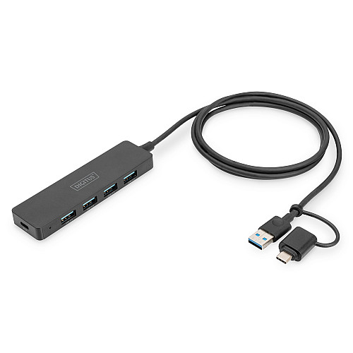 Хаб DIGITUS USB-A/C > 4хUSB-А, 1,2 м, активний (опція)