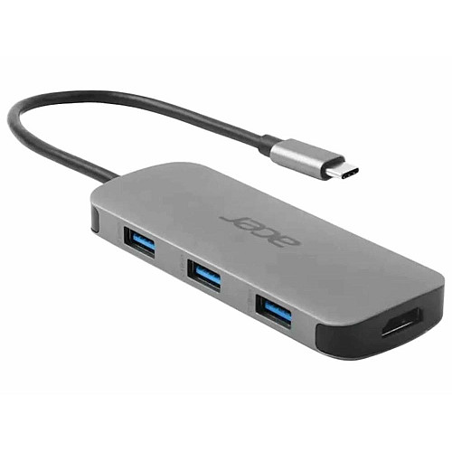 Хаб Acer 7in1 USB-С > 3xUSB-A3.2/HDMI/USB-C/PD/SD, 0.15м, сірий
