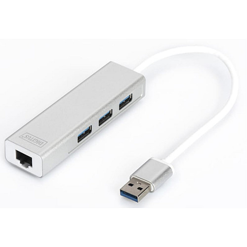 Хаб DIGITUS USB-A > 3xUSB-A/RJ45