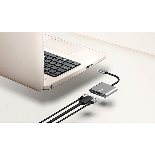 Хаб Trust Dalyx 3-in-1 USB-С > USB-А 3.2/USB-С/HDMI, Алюминий, 0.1м, черный