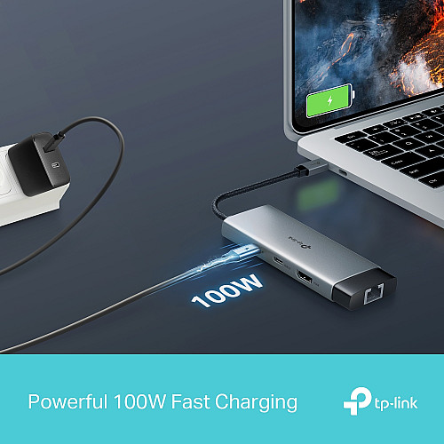 Хаб USB TP-LINK UH6120C USB-A > 2xUSB3.0/1xUSB-C/1xHDMI/1xRJ-45/1xPD 100Wh