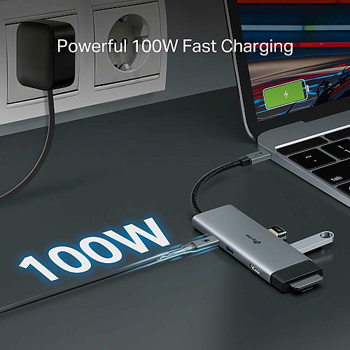 Хаб USB TP-LINK UH7021C USB-C > 3xUSB3.0/1xHDMI/1xSD/1xmicroSD/1xPD 100Wh
