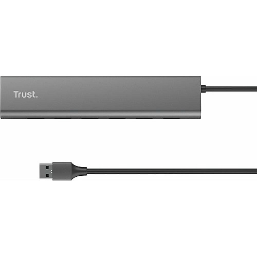 Хаб Trust Halyx 7-IN-1 USB-A > 7xUSB-А 3.2, Алюміній, 0.8м, чорний