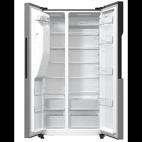 Холодильник SBS Gorenje, 179х70х92см, 2 двері, 376(190)л, А++, NF+, Інв., Зона св-ті, диспенсер, генератор льоду, Зовн. Диспл, нерж