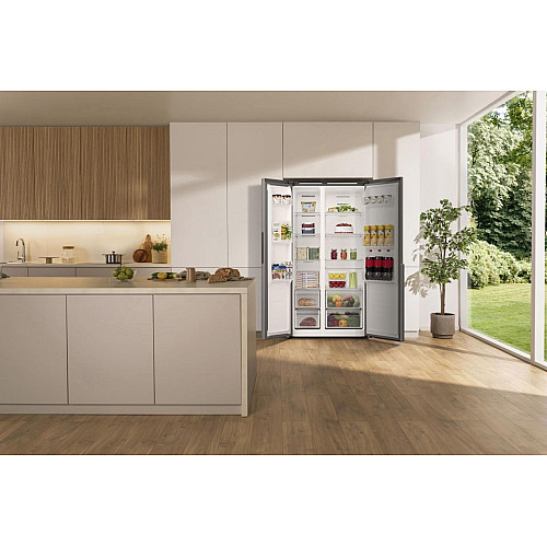 Холодильник SBS Gorenje, 179х62х91см, 2 двері, 347(197)л, А+, NF+, Інв., Зона св-ті, Зовн. Диспл, нерж