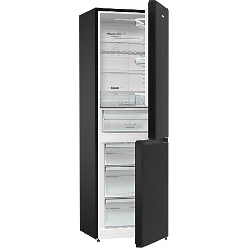 Холодильник з нижн. мороз. камерою Gorenje, 185х60х60см, 2 двері, 204(96)л, А++, NoFrost+ , LED дисплей, Зона св-ті, чорний
