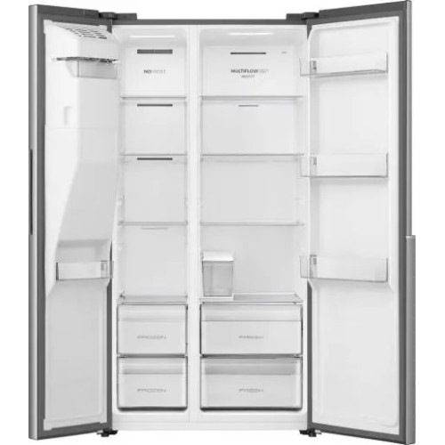 Холодильник SBS Gorenje, 179х62х91см, 2 двері, 347(181)л, А+, NF+, Інв., Зона св-ті, диспенсер, Внутр. Диспл, нерж