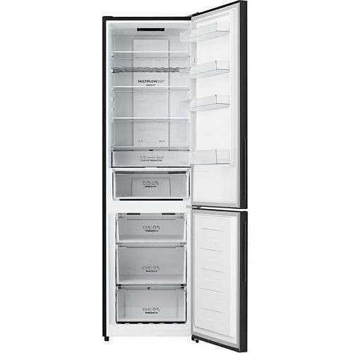 Холодильник Gorenje, с нижн. мороз. камерой, 200х60х60см, 2 дв., Х-238л, М-98л, A++, NoFrost Plus, Fresh zone, дисплей, черное стекло