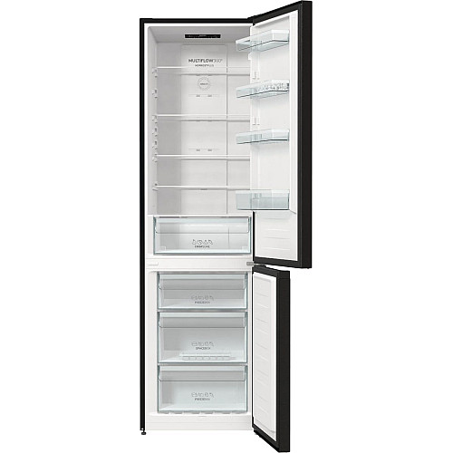 Холодильник с нижн. мороз. камерой Gorenje, 200х60х60см, 2 двери, 235(96)л, А++, NoFrost+, LED дисплей, Зона св-ти, черный